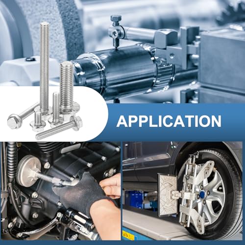 QUARKZMAN 10 Stück 3/8-16 x 1-1/4 Sechskantschrauben mit Flanschkopf, 304 Edelstahl Sechskantschrauben, Sechskant Antriebsschrauben 5.8 Klasse für Maschinenindustrie Haushaltsgeräte, Silber