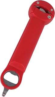 Bottle Can Opener, Stainless Steel Adjustable Cap Screwer 3 in 1 Multifunctional Retractable Jar Bottle Opener Pop Tab Opener Auxiliary Bottle Cap Opener (Red)