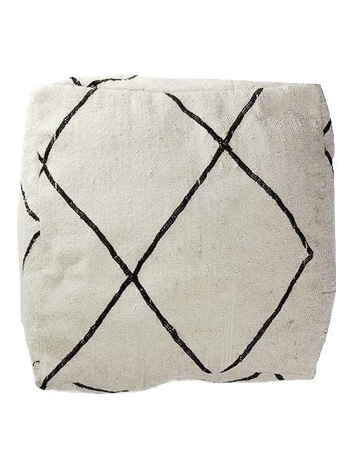 See the Good Moroccan berber handwoven floor cushion - 100% Wool and Cotton - Delivered filled - Ottoman, footstool, Moroccan Pouf (W&B)