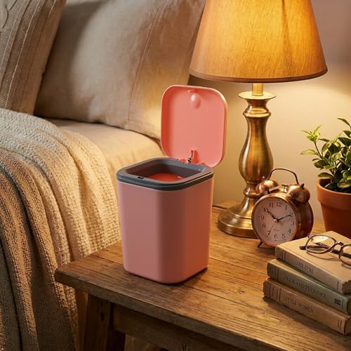 Mini bote de basura rectangular plástico rosa 2 litros miniatura 6