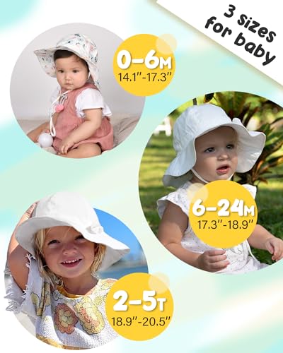 Image of FURTALK Baby Sun Hat Toddler Beach Hats with UPF 50+ Sun Protection Wide Brim Girls Bucket Hat
