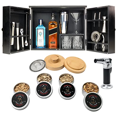 Barndoor - Mueble de bar con 16 piezas de bar (color negro) Cover