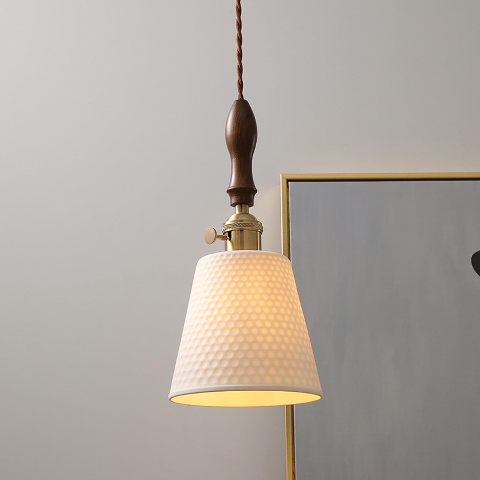 Wisząca lampa sufitowa Dekoracyjna lampa wisząca Biała ceramiczna lampa wisząca z przełącznikiem Spersonalizowane proste rustykalne oświetlenie wiszące do szafki nad
