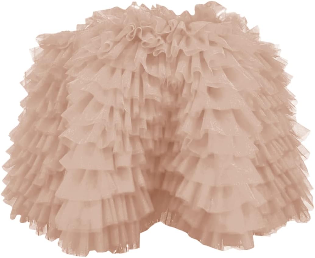 WDPL Women's Off Shoulder Puffy Ruffles Tulle Blouses Shirts Short Top