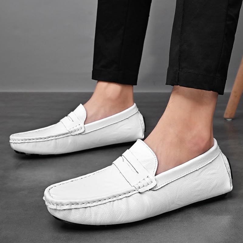 Men's Casual Leather Slip On Flats Loafers Dress Penny Shoes Moccasins Driving Boat Shoes Smoking Slipper4