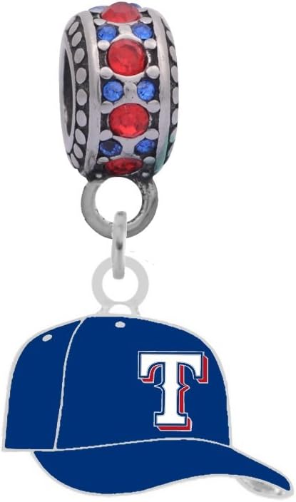 Texas Rangers Cap CharmCompatible With Pandora Style Bracelets. Can also be worn as a necklace (Included.)