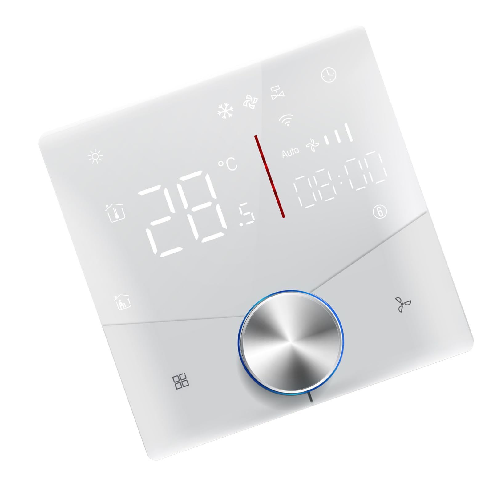 Aramox Termostato Wi-Fi ABS Regolatore Intelligente del Condizionatore d'aria da 41 a 95F Manopola LED Tasti a Sfioramento Regolatore di Temperatura CA a 2 Tubi per Riscaldamento di Raffreddamento