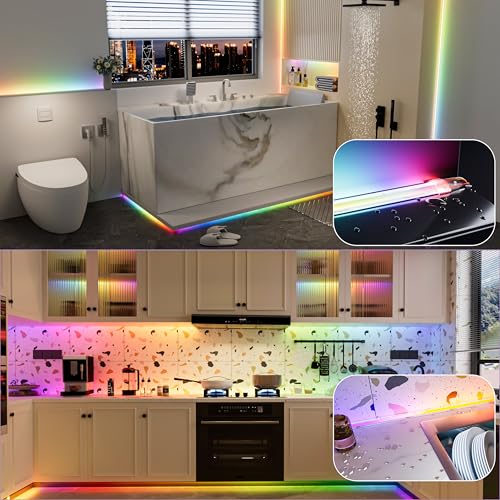 Image of PAUTIX IP65 Waterproof RGB Smart IC COB LED Strip Light Addressable 16.4ft /5m,24V Color Flowing Strip Light Multicolor Flexible Tape Lights for TV,Room,Party DIY Decoration(Without Controller&Adapter)