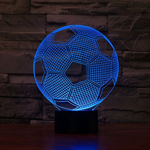 NIUDB Optical Illusion 3D Lighting Nightlight Glow for Kids Laser Cut Precision LED Lights Multicolored USB Powered Light Desk Lamps Yoga, Office, Spa, Bedroom,Baby Room (soccer)