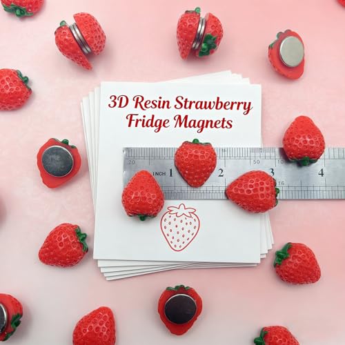 30 imanes decorativos de resina en forma de fresa 3D miniatura 3