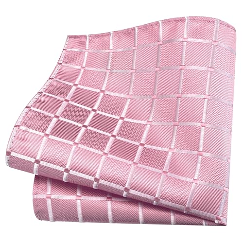 Image of GUSLESON 3.15 inch(8cm) Mens Tie and Lapel Pin Plaid Checkered Necktie Hankerchief Cufflinks Set for Men