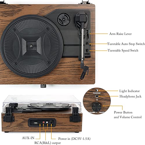 Platine Vinyle Bluetooth, Tourne-Disque Gramophone à l’ancienne avec Haut-parleurs intégrés et entraînement par Courroie USB AVCE 3 Vitesses (café) - Les Beatles, Paul McCartney, John Lennon, RIngo Starr, George Harrison Platine Vinyle Bluetooth, Tourne-Disque Gramophone à l'ancienne avec Haut-parleurs intégrés et entraînement par Courroie USB AVCE 3 Vitesses (café) – Image 7