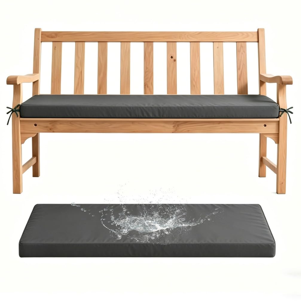 Genérico Cojín para Banco De Grosor,Almohadilla para Bancos De Interior Exterior Cojín De Asiento para Bancos De Jardín Ventanales Desmontable Antideslizante Resistente Lavable,Dark Gray,165x60cm