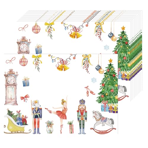 50 manteles Individuales de Papel navideños, manteles Individuales Desechables de Cascanueces, manteles Individuales 40 x 28 cm, para Navidad, Vacaciones, Cocina, Fiesta