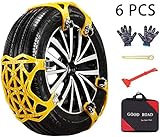 ACUMSTE Car Snow Chains, Emergency Anti Slip Snow Tire Chains for Most Cars/SUV/Trucks,Winter Universal Security Chains Tire Width 6.5-10.43'',100% TPU (Yellow-6PCS)