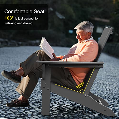 Intoboo Modern Curveback Adirondack Chair, Elegant Double Plate Design Lounge Chairs, Recycable Hdpe Chairs For Outdoor Patio Pool #TOP3