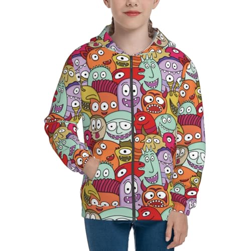 Funny Monster Kid Hoodies Boys Zip Up Sweatshirts Girls Pullover with Pocket3