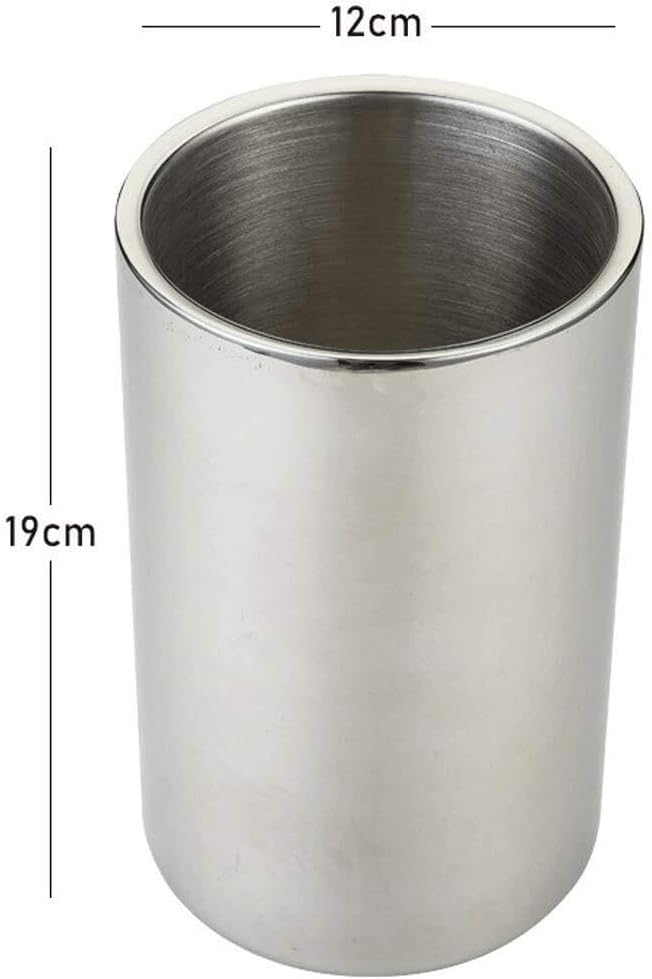 Stainless Steel Ice Bucket with Double Wall Insulation, Portable Barware with Tongs, for Wine, Champagne & Beverages