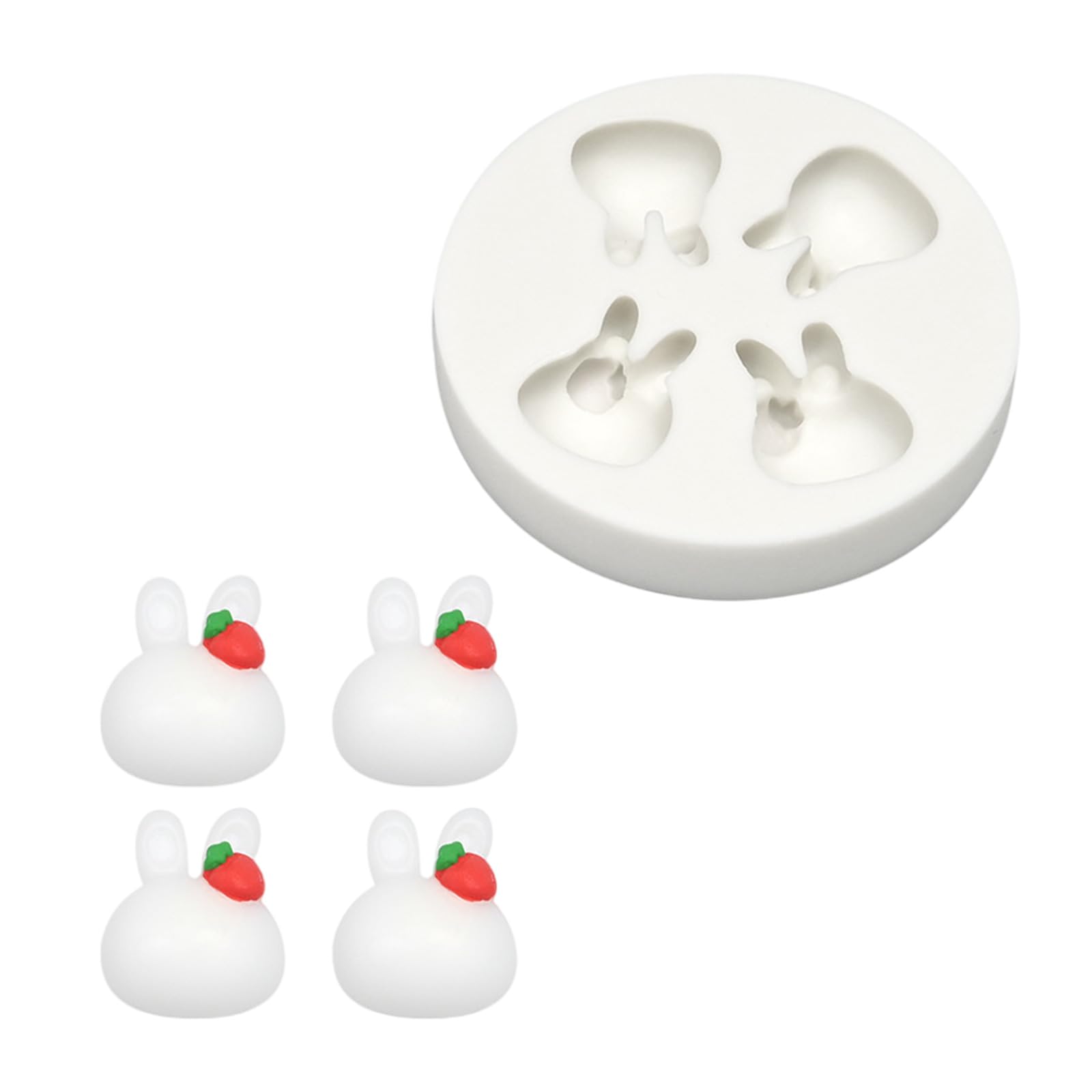 Buxuaaaa Nonstick 3D Mousses Cakes Baking Molds Sturdy Silicone Molds for Baking Strawberry Rabbits Shape Mousses and Puddings Food Grade Silicone