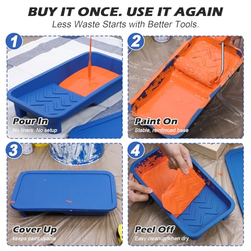 4 Inch Silicone Paint Tray with Lid, Reusable Small Paint Roller Tray Set, Peel-to-Clean, Durable by Webake - Image 2