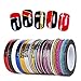46 Pcs Nail Sticker Autocollant Fil Striping Tape Bande Manucure Rouleau à Ongles Ruban Line Art Accessoire Décoration pour Femmes Filles Différentes Couleurs