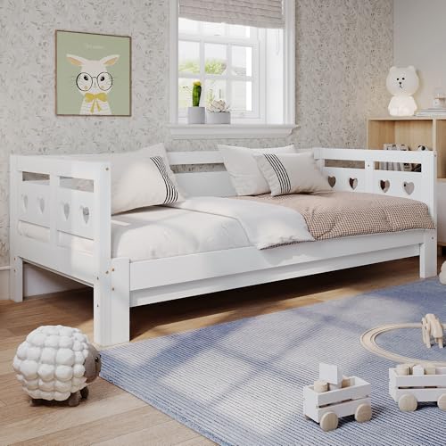 LINKHOO méridienne, lit gigogne, pin Massif, avec 2ème lit et Grille Enroulable en Forme de...