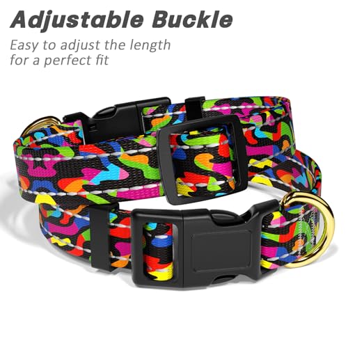 TMOODEL Reflective Nylon Dog Collar for Large Dogs, Abstract Rainbow Art, L by TMOODEL - Used condition - Image 6