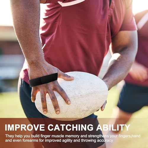 XBAKETOP 2PCS American Football Catching Trainer Band, Non-Slip Rugby Receiver Training Aid, Football Receiving Training, Volleyball Catching Hand Strap Beginner Practice Fingertip - Thumbnail 5