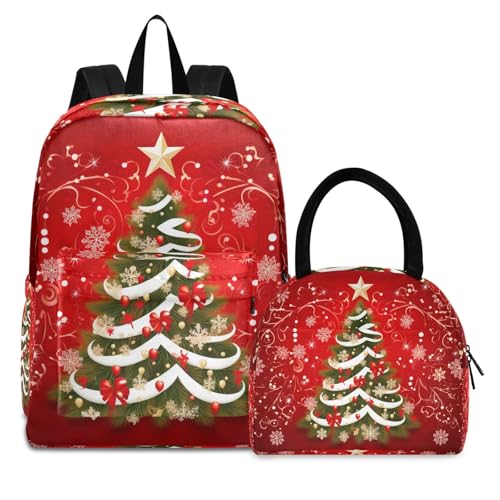 Cartable étanche rouge Noël avec boîte repas et gourde isotherme