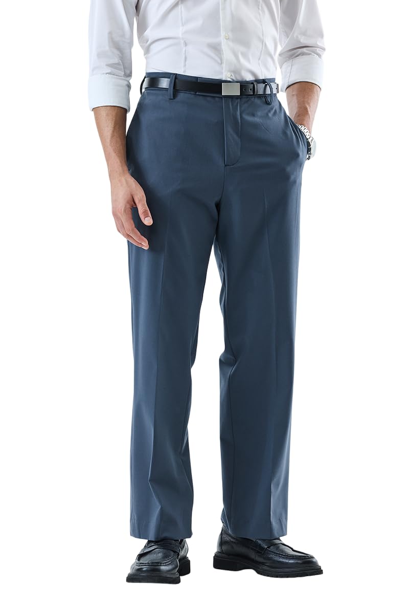 snitch Men Formal Trousers | Regular Fit Mid Rise Plain Front Design | Premium Polyester Blend with Medium Stretch & Smooth Texture for Office & Club Wear-picture-19