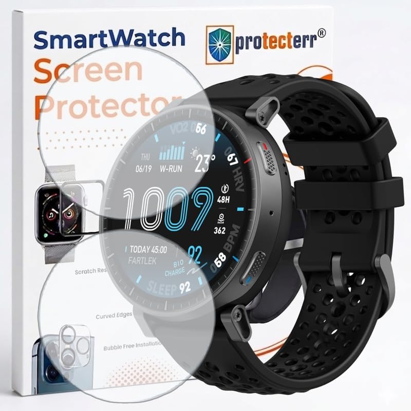 Image of 2-Pack Screen Protector for Amaz fit Active Max 1.5 inch Smartwatch - Flexible TPU Screen Guard, HD Clear, Anti Scratch, Bubble Free, Full Coverage Film - Not Tempered Glass