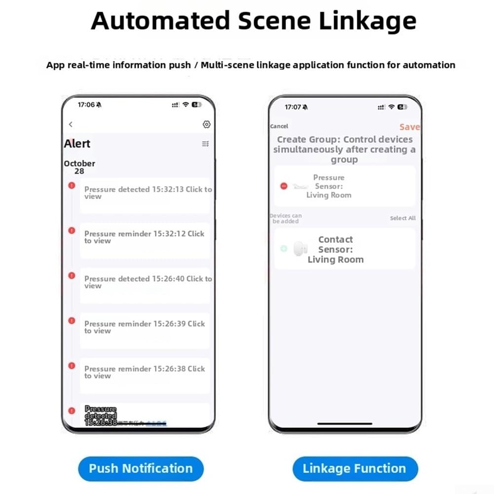 Capteur de pression intelligent Tuya - Détection de présence - Rappel à distance pour Zigbee - Pour domotique intelligente (70 cm)