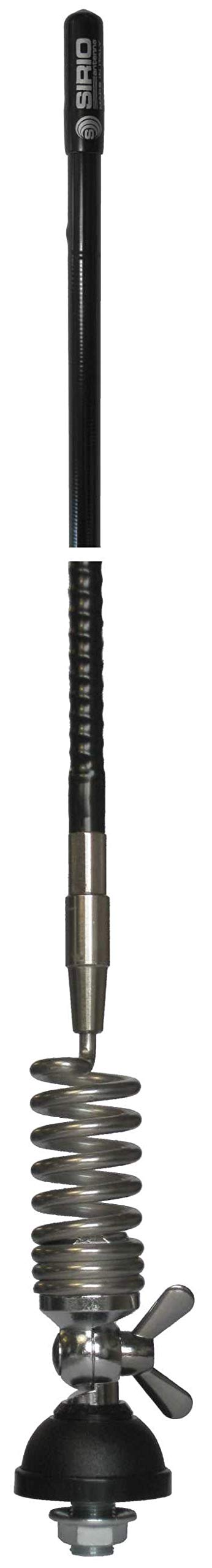 SIRIO antenne New Delta 27M-95, antenne CB véhicule, fréquence 26,7 – 27,3 MHz, Puissance maximale 100 W (CW) Short Time, Stylet en Fibre Noire avec Ressort, inclinable 180 °, Hauteur 0,95 m, câble 4