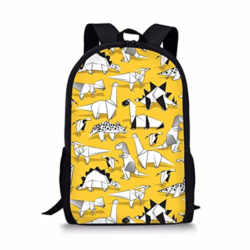 Creative Elementary Kids Boys Daily Backpack For School Unique Print Origami Dinosaur Girls School Bag A