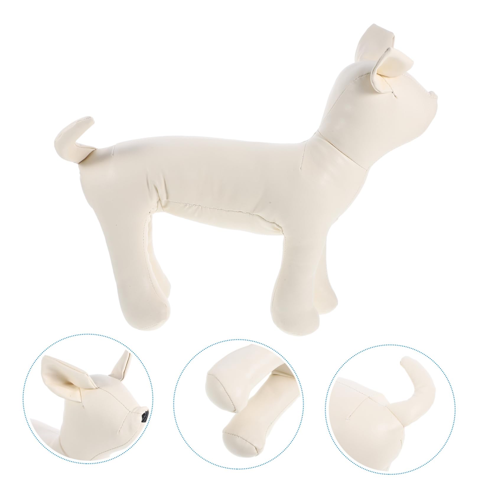 OUNONA Haustier Hunde zur Präsentation von Hundebekleidung und Hundezubehör Größe S Model Sitzende Schaufensterpuppe Weiß aus Leder im Tiergeschäft