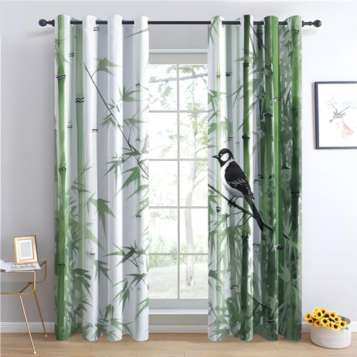 Rideau occultant bambou lot de 2 rideaux opaques à oeillets 117x137cm