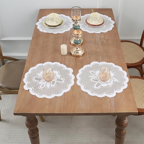 Set de table et dessous de verre dentelle couleur unie 38 x 38 cm - 7
