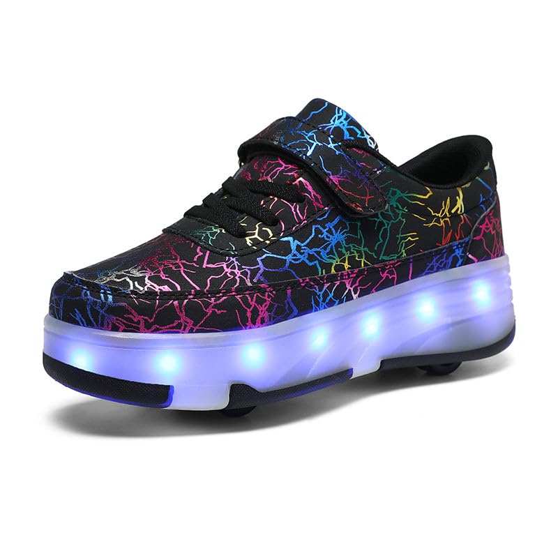 HUSKSWARE Rollschuhe verstellbar Jugend Schuhe mit Rollen Schwarz Weiß 28-40 EU