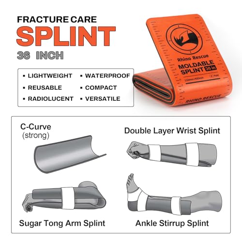 RHINO RESCUE First Aid Splint 36" X 4.3" Orange-Gray, Keep Bones in Position (4, Splint Bundle) - Image 3