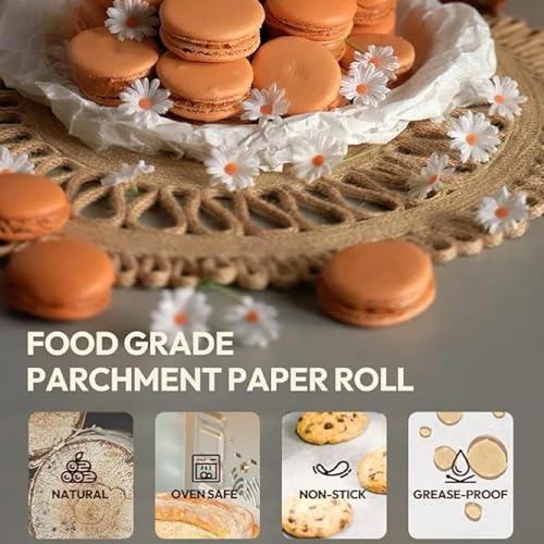 Image of VIN 100% Food Grade Wrapping Butter Paper Roll for Kitchen Use - Non Stick, Greeseproof, Oil-Resistant Baking & Sandwich Burger Wrap Parchment Paper for Cooking,Wrapping (20 Meter)