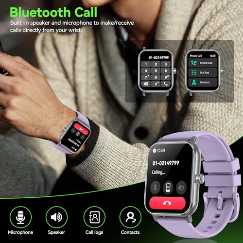 Image of Smart Watch - 2026 Upgraded Fitness Tracker 1.85 inch HD Bluetooth Call and Text Smartwatch with 7 Day Battery 5 ATM Waterproof Heart Rate Sleep Monitor 130+ Sport Modes for Android & iOS (Purple)