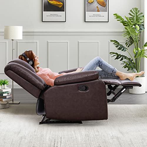 Ashomeli Large Real Leather Recliner Chair, 150 Degree Tilt, Living Room Bedroom Sofa Recliner (Brown) #TOP2