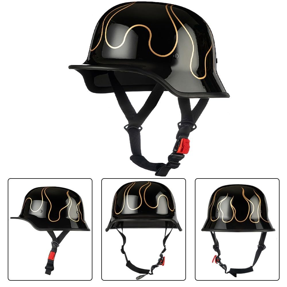 Cascos Half-Helmet, Casco De Cara Abierta, Casco Semi Cubierto para Motocicleta, Moto De Estilo Retro Homologado ECE Casco Alemán De La Segunda Guerra Mundial