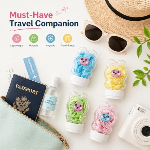 Image of Smizzy Cute Bear Shape Paper Soap Sheets Set (Pack of 4 Multicolor) | Portable Travel Hand Wash Soap Flakes Mini Soap Sheets for Pocket Purse & Indoor Outdoor Use
