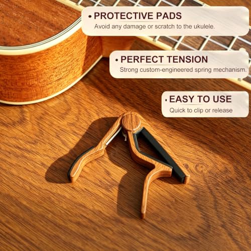 Image of WINGO Wooden Pro Ukulele Capo for Soprano Contert Baritone,Rosewood.