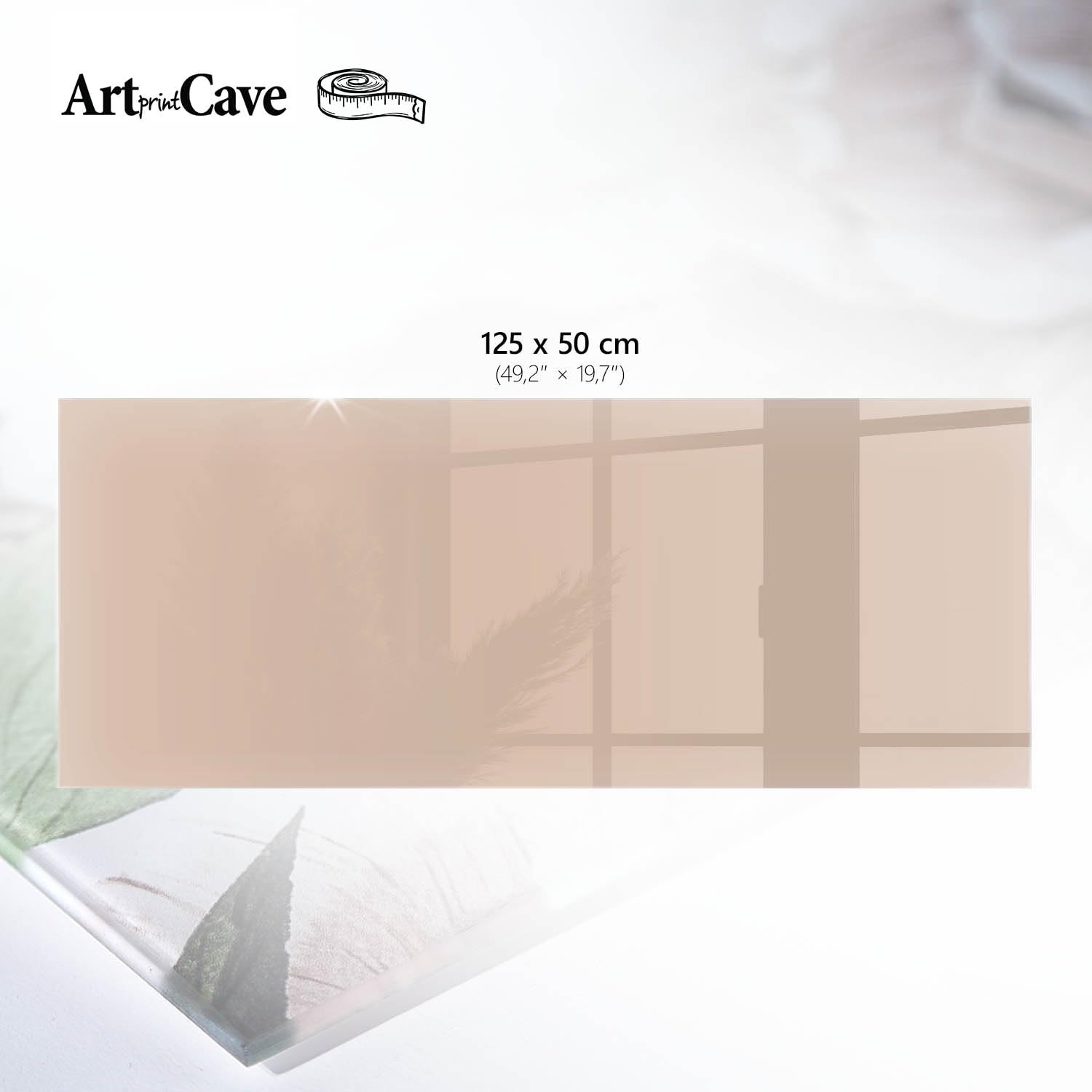 Placa de Cristal 125x50 cm | Rectangular | Bordes Pulidos | Beige cálido | con Impresión Decorativa | para la Cocina y Salón | Pies Antideslizantes | Vetro Temperato
