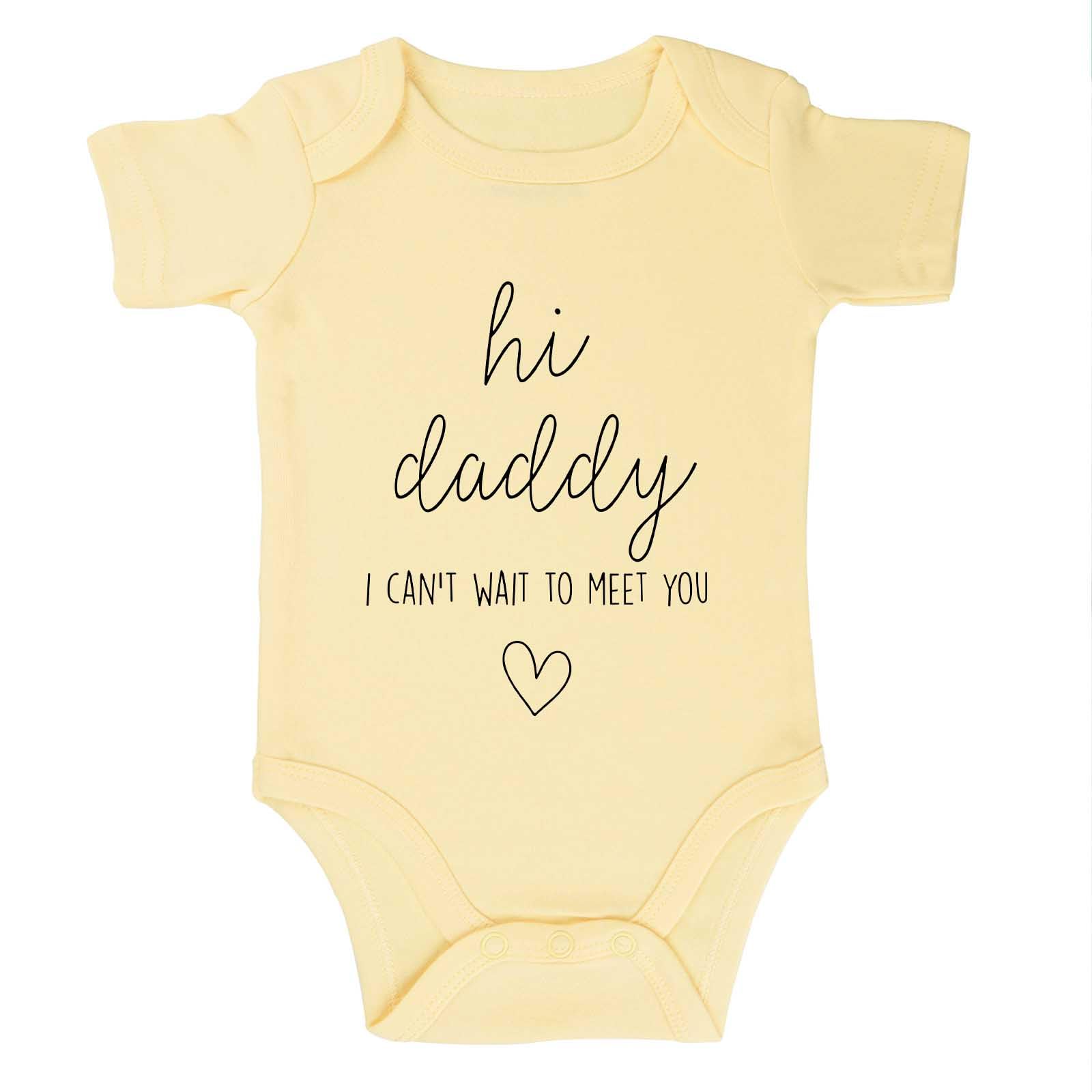 Hi Daddy Bodysuit for Baby Hello Daddy Pregnancy Announcement for Husband I Love Daddys Baby Romper