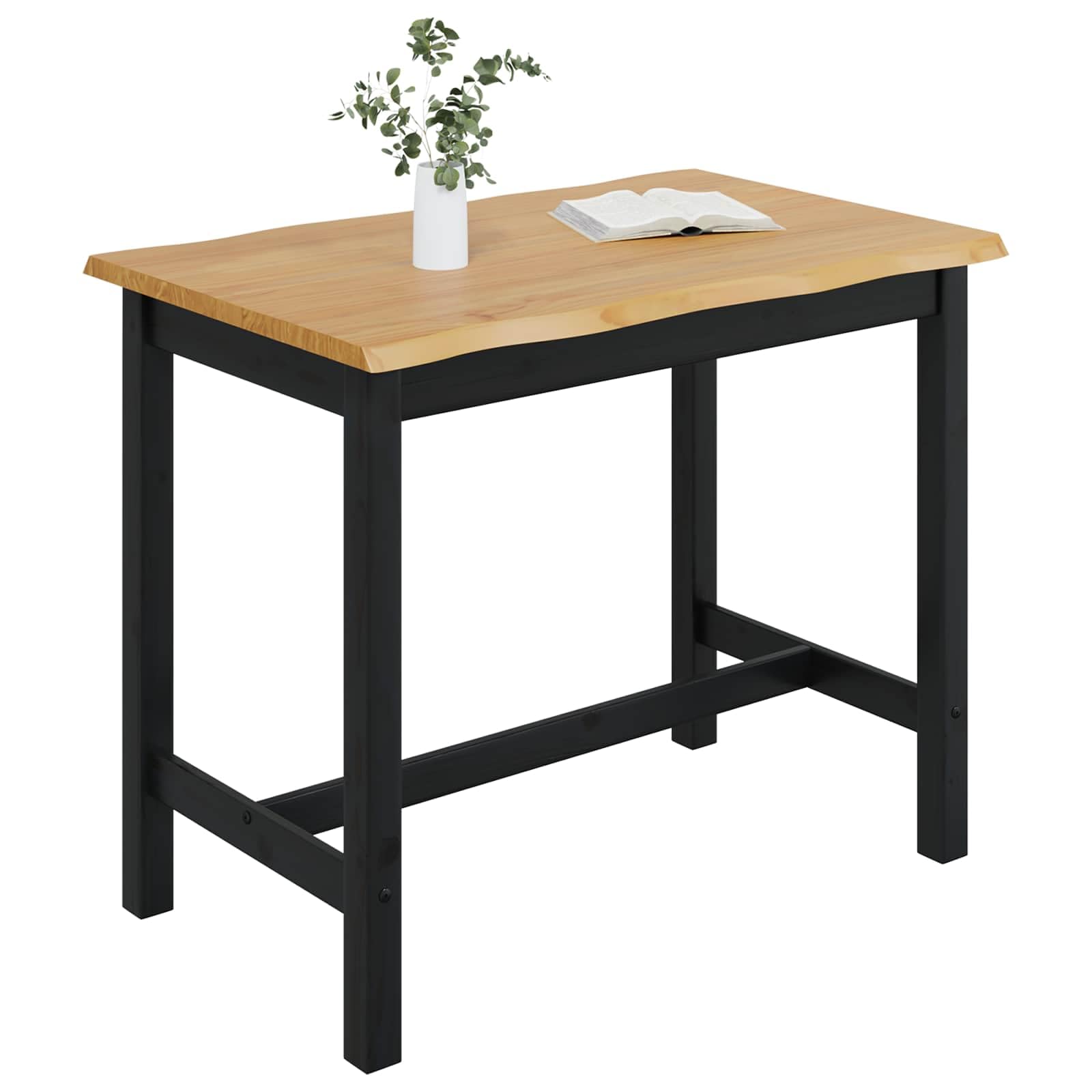 vidaXL Table Haute EKAI Noir 112 x 70 x 91 cm Bois de pin Massif