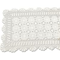 tidetex Vintage hecho a mano Crochet encaje mantel 100% algodón funda para mesa rectangular Hollow Out cuadro Covering blondas Floral camino de mesa, algodón, beige, 50cmx60cm
