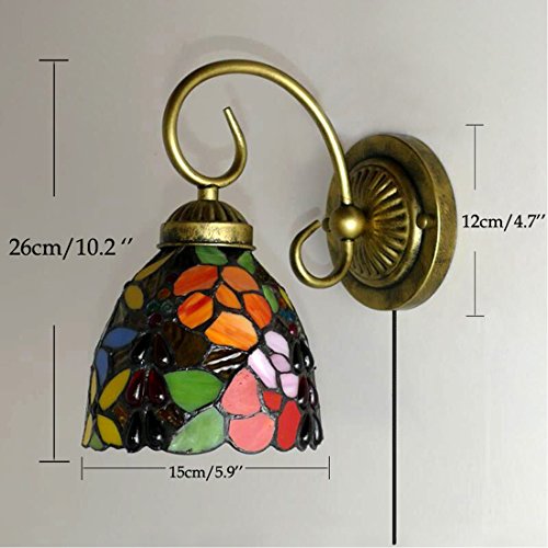 Image of Kiven Wall lamp E26 1-Light Plug-in Bulb not Included Wall Sconce Glass Shade 6 Foot Black Cord(BD0520)